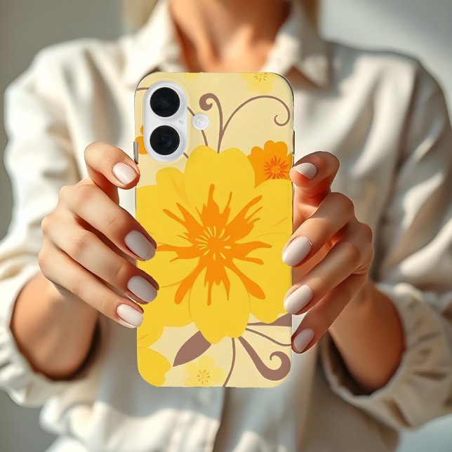 Retro Sunshine Floral Pattern-Yellow Flowers  Case-Mate iPhone Case (Retro Sunshine Floral Pattern-Yellow Flowers  Case-Mate iPhone Case )