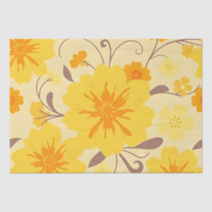 Retro Sunshine Floral-Yellow Flowers Tissue Paper