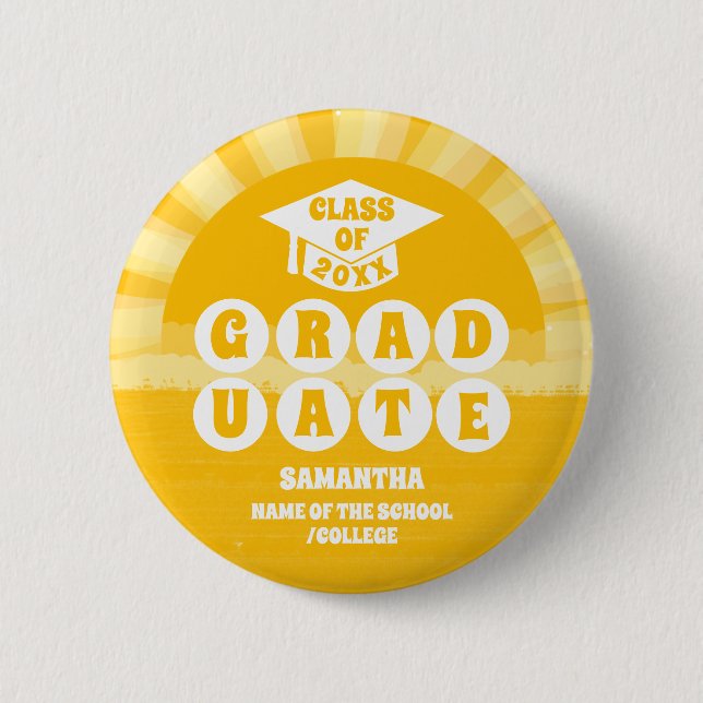 Retro Sunshine Graduation 6 Cm Round Badge (Front)
