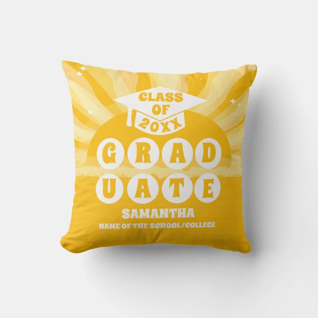 Retro Sunshine Graduation Cushion (Front)