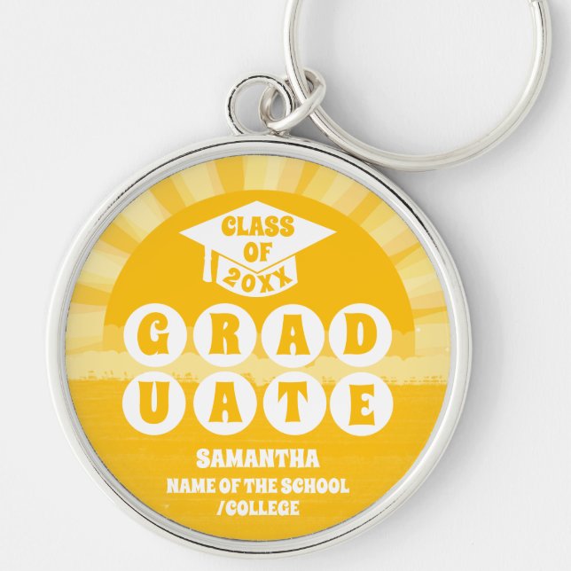 Retro Sunshine Graduation Key Ring (Front)
