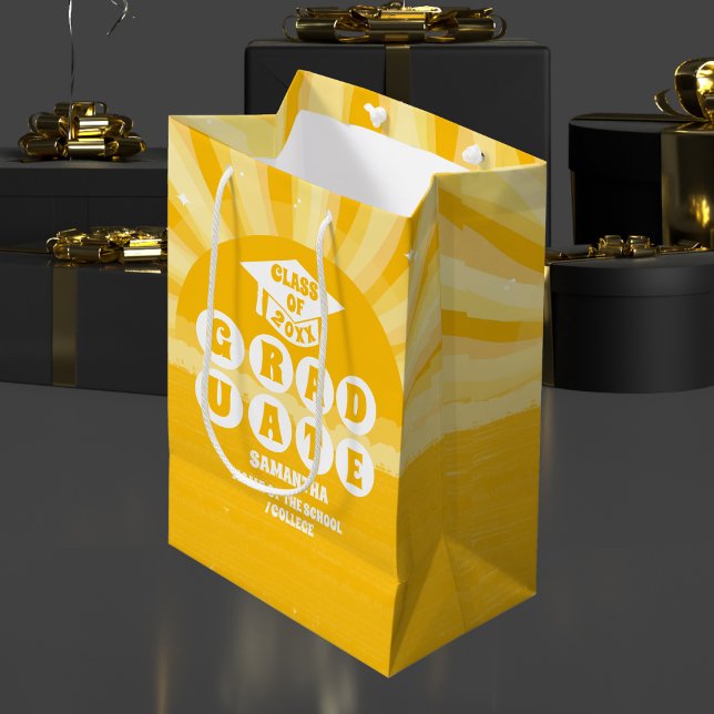 Retro Sunshine Graduation Medium Gift Bag (Creator Uploaded)