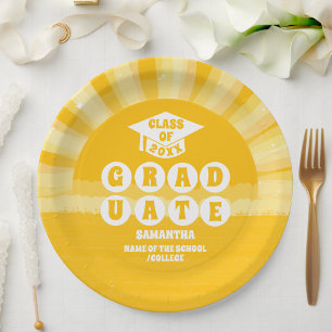 Retro Sunshine Graduation Party Paper Plate