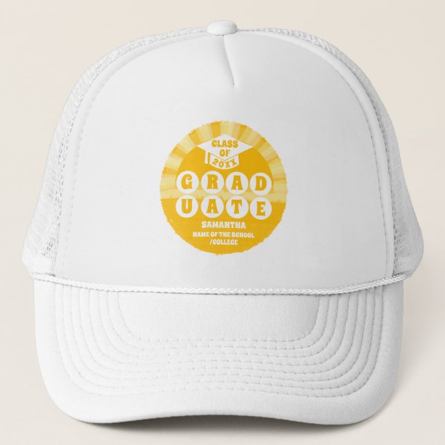 Retro Sunshine Graduation Trucker Hat (Front)