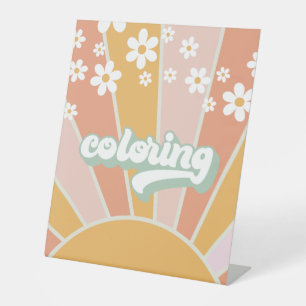 Retro Sunshine Groovy Colouring activity Pedestal Pedestal Sign