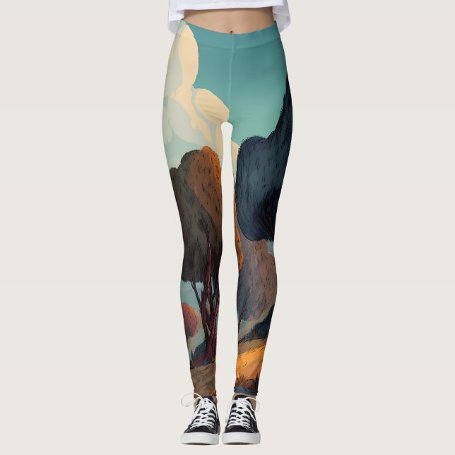 Retro Sunshine Patterns – Bold Colorful  Leggings (Front)