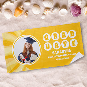 Retro Sunshine Photo Graduation Beach Towel