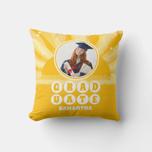 Retro Sunshine Photo Graduation Cushion