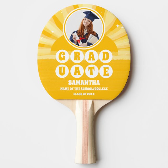 Retro Sunshine Photo Graduation Ping Pong Paddle (Front)