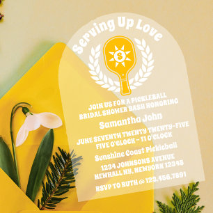 Retro Sunshine Pickleball Bridal Shower Arch Acrylic Invitations