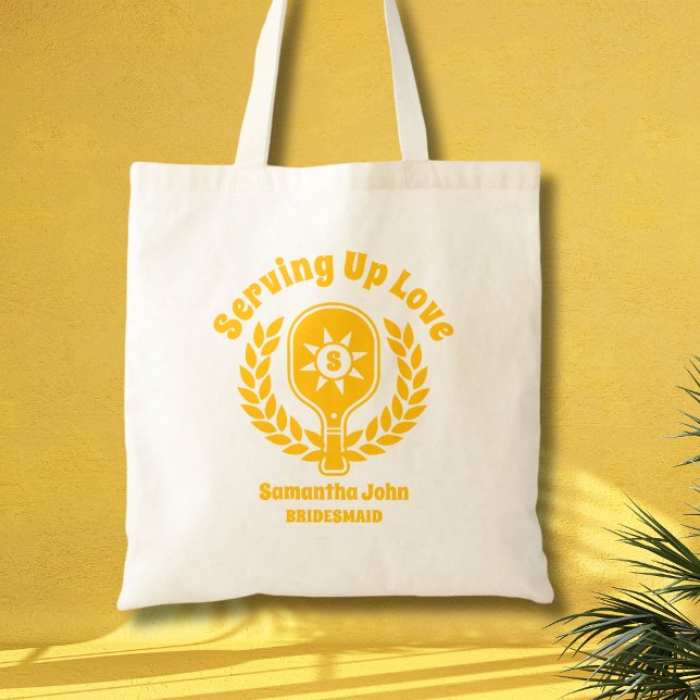 Retro Sunshine Pickleball Bridesmaid Tote Bag (Gifts)