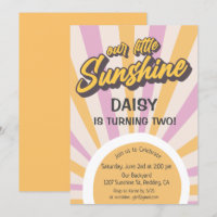 Retro Sunshine Summer Birthday Invitation