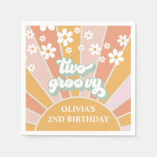Retro Sunshine Two Groovy Daisy Birthday Napkin