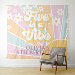 Retro Sunshine Two Groovy Pastel Daisy Birthday Ba Tapestry