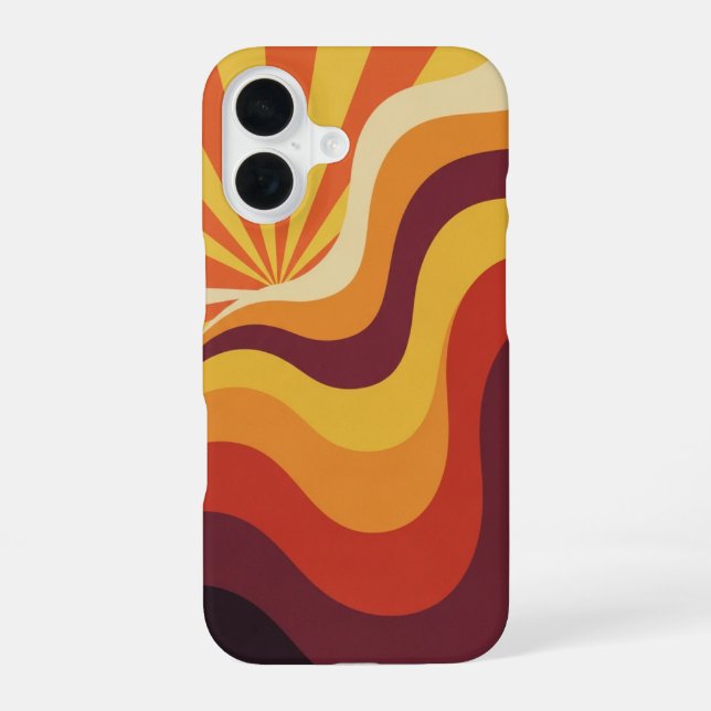 Retro Sunwave Geometry iPhone 16 Case (Back)