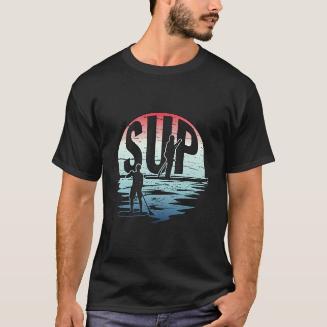 Retro Sup Sunset - Stand Up Paddling Watersports T-Shirt (Front)