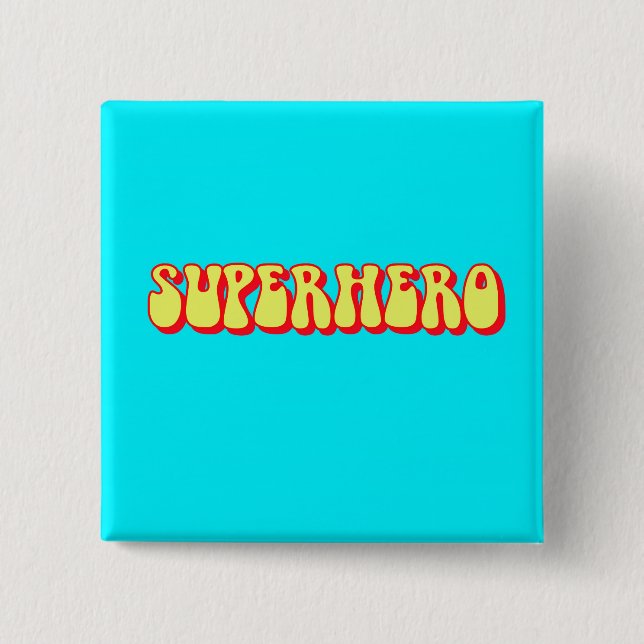 Retro Superhero 15 Cm Square Badge (Front)