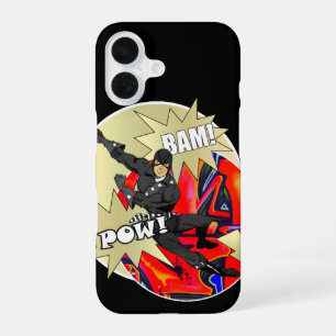 Retro superhero character iPhone 16 case