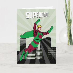 Retro Superhero Dad in the Air for Father's Day Thank You Card
