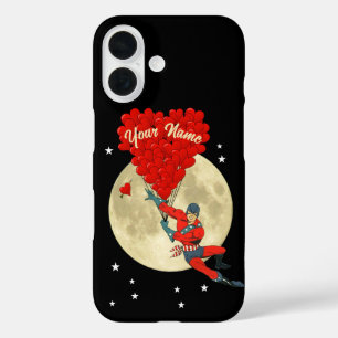 Retro superhero love heart iPhone 16 case