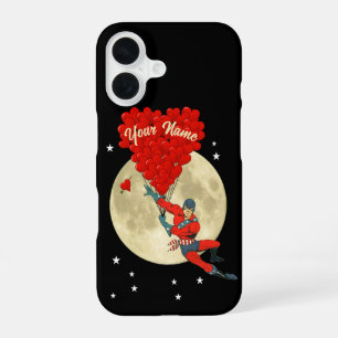 Retro superhero love heart iPhone 16 case