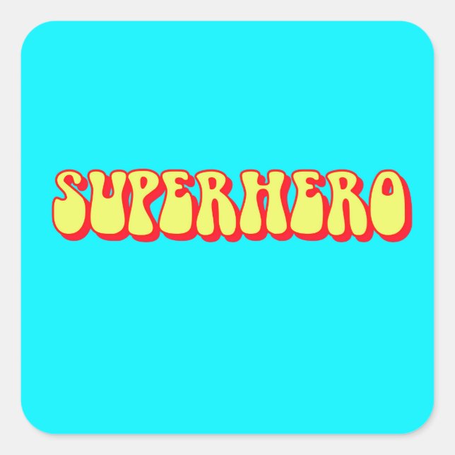 Retro Superhero Square Sticker (Front)