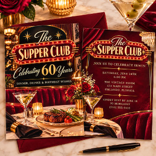 Retro Supper Club 60th Birthday Invitation
