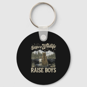 Retro support wildlife raise boys funny mama bear key ring
