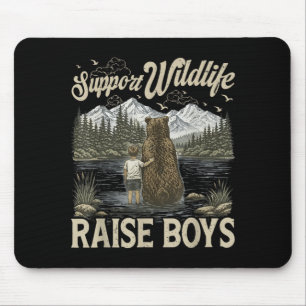 Retro support wildlife raise boys funny mama bear mouse pad