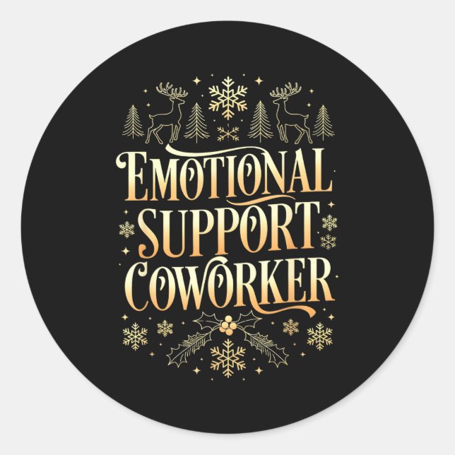 Retro Suprt Coworker Ugly Christmas Saying Quote  Classic Round Sticker (Front)