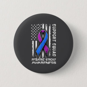 Retro Suprt Squad Pediatric Stroke Awareness 6 Cm Round Badge