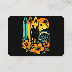 Retro Surf Beach Sunset Tropical Business Card