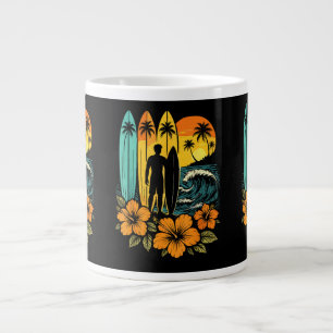 Retro Surf Beach Sunset Tropical Large Coffee Mug