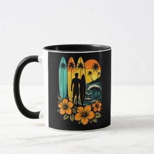 Retro Surf Beach Sunset Tropical Mug
