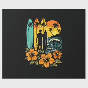 Retro Surf Beach Sunset Tropical Wrapping Paper