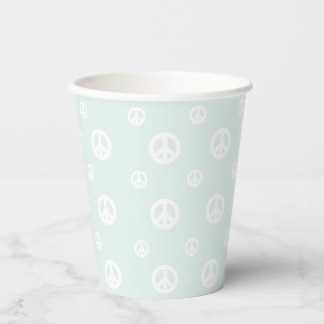 Retro Surf Hippie Peace Sign Birthday Paper Cups (Front)