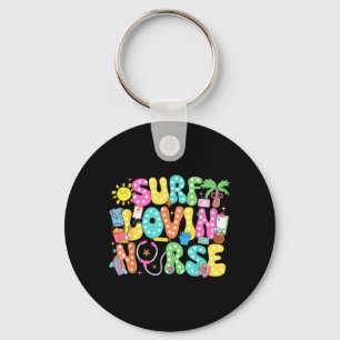 Retro Surf Loving Nurse Hello Summer Nurse Key Ring