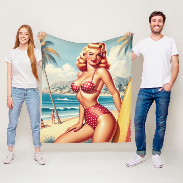Retro Surf Pin Up Fleece Blanket (In Situ)