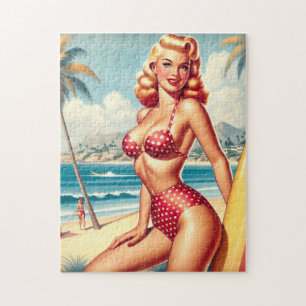Retro Surf Pin Up Jigsaw Puzzle