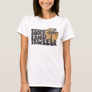 Retro Surf Sand Sunsets Palm Tree Beach Vibes T-Shirt