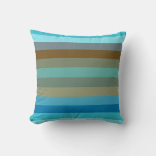 Retro Surf Stripe 1970s Beach Rainbow   Cushion