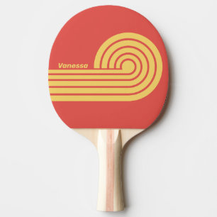 Retro Surf Sunset Dual Curl Stripes with Name Ping Pong Paddle