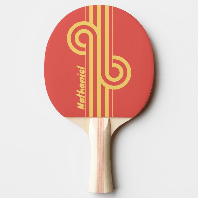 Retro Surf Sunset Dual Stripe Loop with Name Ping Pong Paddle (Back)