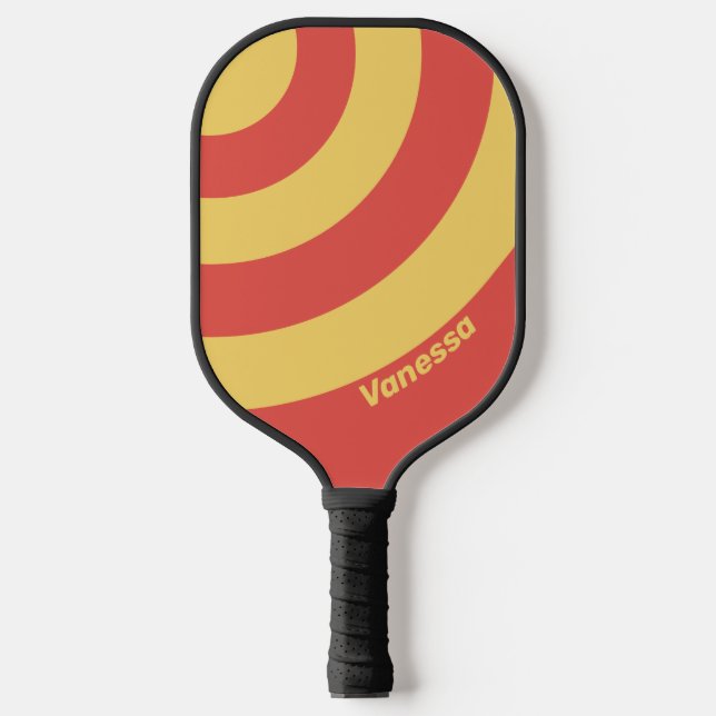 Retro Surf Sunset Three Circle Stripe with Name Pickleball Paddle (Front)