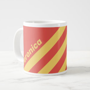 Retro Surf Sunset Three Stripes with Name Large Coffee Mug