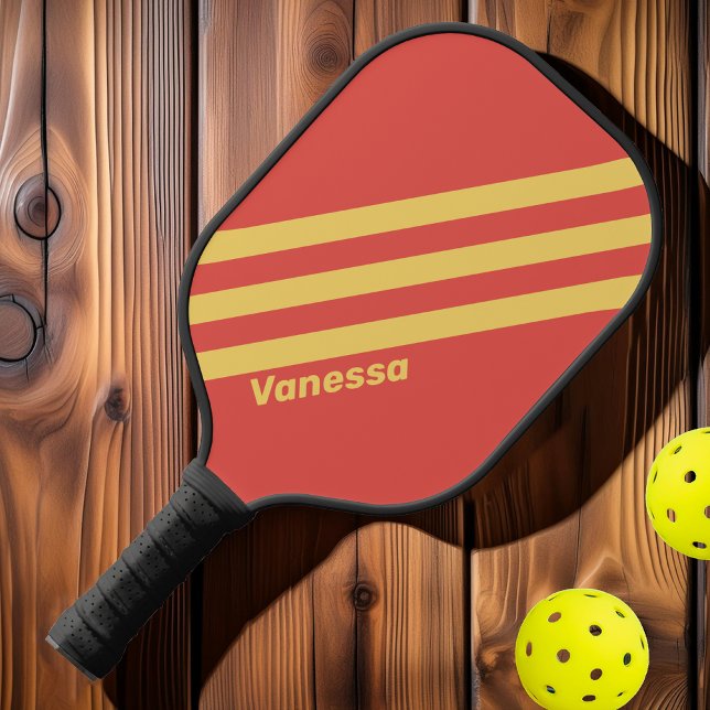 Retro Surf Sunset Three Stripes with Name Pickleball Paddle (Creator Uploaded)