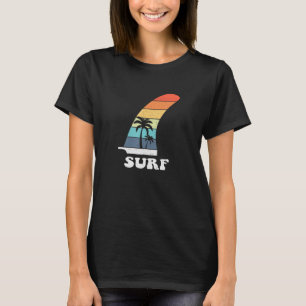 Retro Surf Surfboard Longboard SUP Fin Palm Tree B T-Shirt