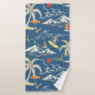 Retro Surf Tropical Pattern Bath Towel