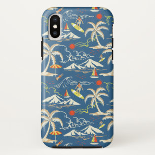 Retro Surf Tropical Pattern iPhone XS Case