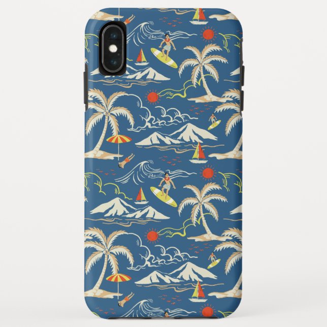 Retro Surf Tropical Pattern Case-Mate iPhone Case (Back)